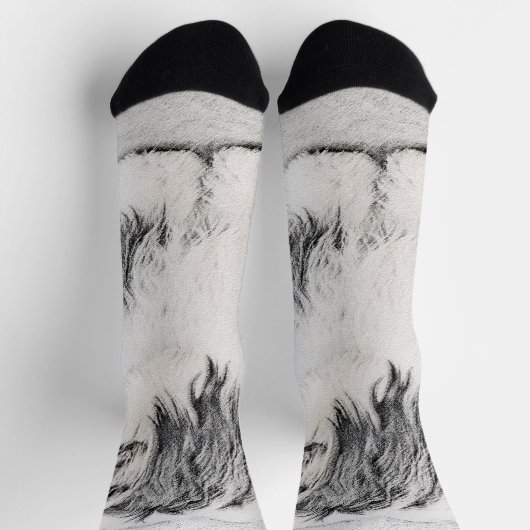 Bearded Collie Drawing - Cute Original Dog Art Sokken (Top)