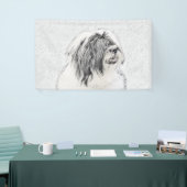 Bearded Collie Drawing - Cute Original Dog Art Spandoek (Beurs)