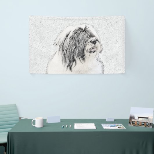 Bearded Collie Drawing - Cute Original Dog Art Spandoek (Beurs)