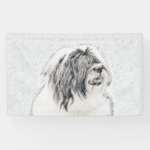 Bearded Collie Drawing - Cute Original Dog Art Spandoek (Horizontaal)