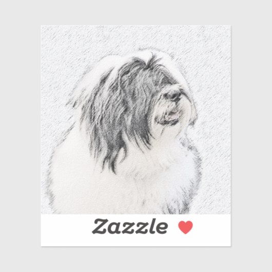 Bearded Collie Drawing - Cute Original Dog Art Sticker (Vel)