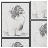 Bearded Collie Drawing - Cute Original Dog Art Stof (Close Up)