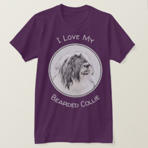 Bearded Collie Drawing - Cute Original Dog Art T-shirt