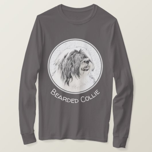 Bearded Collie Drawing - Cute Original Dog Art T-shirt (Design voorkant)
