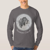 Bearded Collie Drawing - Cute Original Dog Art T-shirt (Voorkant)