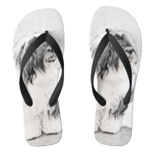Bearded Collie Drawing - Cute Original Dog Art Teenslippers