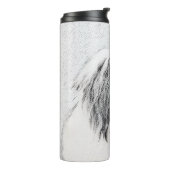 Bearded Collie Drawing - Cute Original Dog Art Thermosbeker (Gedraaid links)