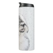Bearded Collie Drawing - Cute Original Dog Art Thermosbeker (Geroteerd rechts)