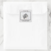 Bearded Collie Drawing - Cute Original Dog Art Vierkante Sticker (Tas)