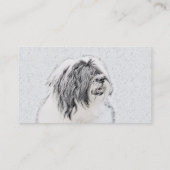 Bearded Collie Drawing - Cute Original Dog Art Visitekaartje (Achterkant)