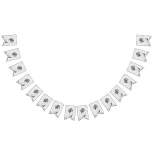 Bearded Collie Drawing - Cute Original Dog Art Vlaggetjes