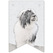 Bearded Collie Drawing - Cute Original Dog Art Vlaggetjes (Derde vlag)