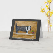 Bearded Collie en Ball Wenskaart Kaart (Gele Bloem)