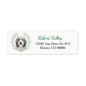 Bearded Collie Eucalyptus Leaf Wreath Etiket (Voorkant)