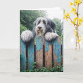 Bearded Collie Gelukkige Verjaardag Kaart (Gele Bloem)