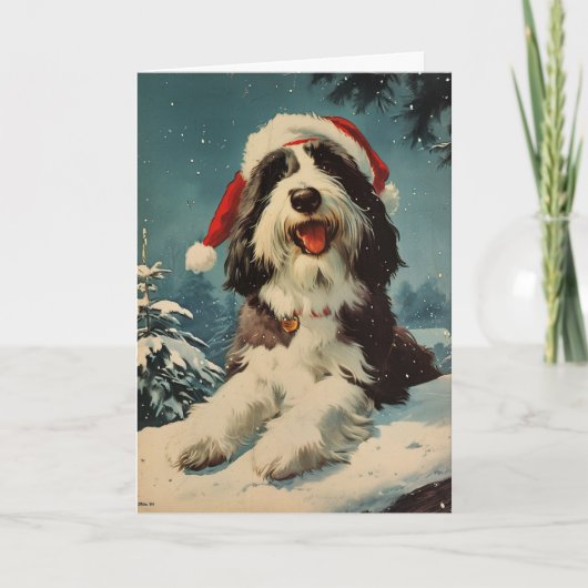Bearded Collie gepersonaliseerd Kerstmis Feestdagen Kaart (Voorkant)