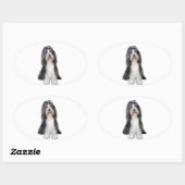 Bearded Collie (H) - Leisteen en wit Ovale Sticker (Vel)