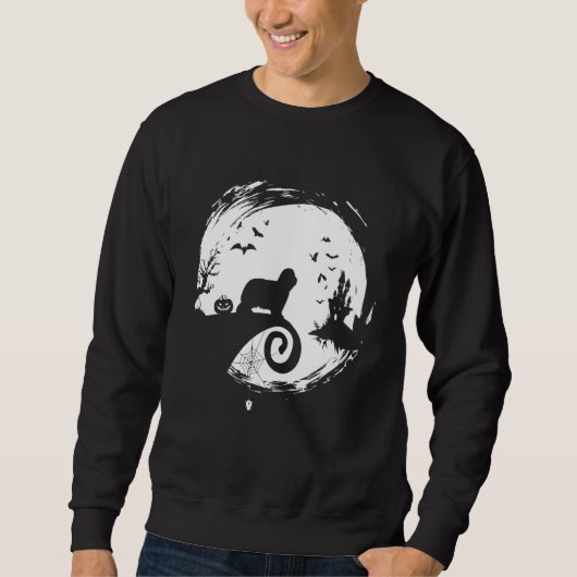 Bearded Collie Halloween Costume Beardie Moon Silh Trui (Voorkant)