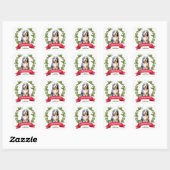 Bearded Collie Hond Holly Banner Kerstmis Vierkante Sticker (Vel)
