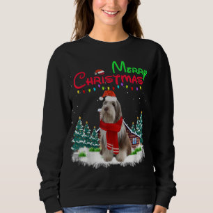 Bearded Collie Hond Licht Machtige Kerstboom XMA Trui