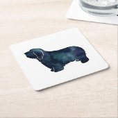 Bearded Collie Hondenras Black Silhouette Kartonnen Onderzetters (Schuin)