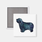 Bearded Collie Hondenras Black Silhouette Magneet (Voorkant / Achterkant)