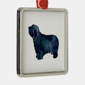 Bearded Collie Hondenras Black Silhouette Metalen Ornament (Rechts)