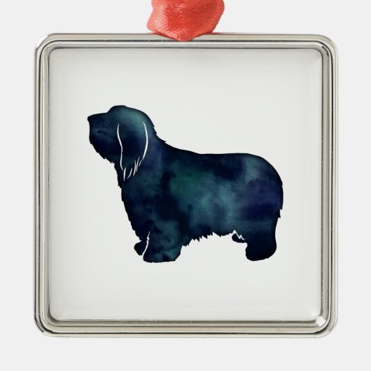 Bearded Collie Hondenras Black Silhouette Metalen Ornament (Voorkant)
