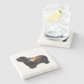 Bearded Collie Hondenras Boho Floral Silhouette St Stenen Onderzetter (Zijkant)