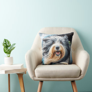 Bearded Collie in autoraam Kussen