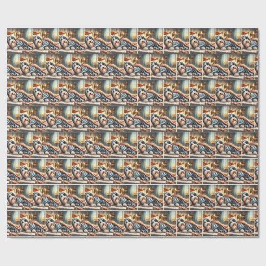 Bearded Collie in bed Cadeaupapier (Vlak)