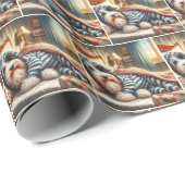 Bearded Collie in bed Cadeaupapier (Rol Hoek)