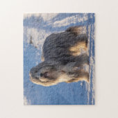 Bearded Collie in the snow Legpuzzel (Verticaal)