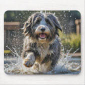 Bearded Collie in waterplas Muismat (Voorkant)