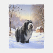 Bearded Collie Laat het sneeuwen Kerstmis Fleece Deken (Voorkant)