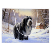 Bearded Collie Laat het sneeuwen Kerstmis Groot Cadeauzakje (Achterkant)