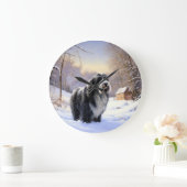 Bearded Collie Laat het sneeuwen Kerstmis Grote Klok (Huis)