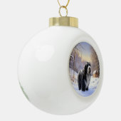 Bearded Collie Laat het sneeuwen Kerstmis Keramische Bal Ornament (Links)