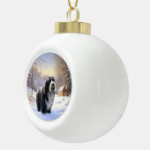 Bearded Collie Laat het sneeuwen Kerstmis Keramische Bal Ornament (Rechts)