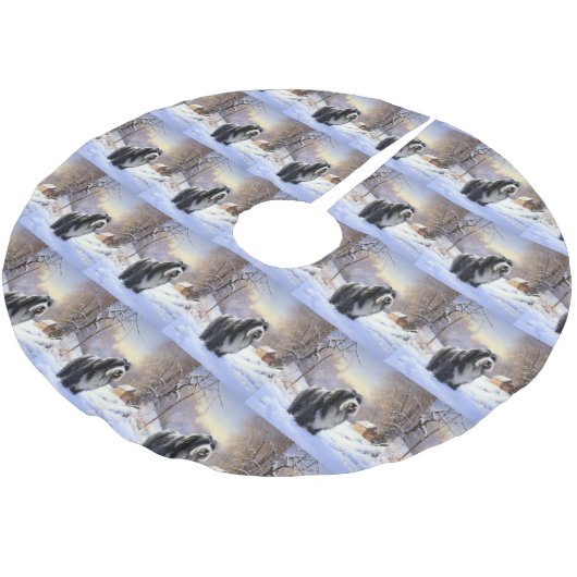 Bearded Collie Laat het sneeuwen Kerstmis Kerstboom Rok (Gekanteld)