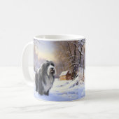 Bearded Collie Laat het sneeuwen Kerstmis Koffiemok (Voorkant links)