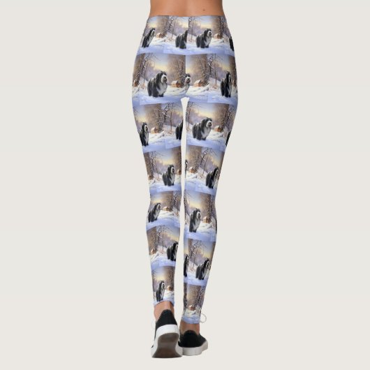 Bearded Collie Laat het sneeuwen Kerstmis Leggings (Achterkant)