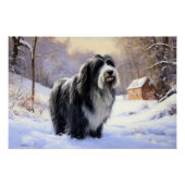 Bearded Collie Laat het sneeuwen Kerstmis Perfect Poster (Voorkant)