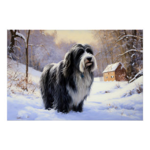 Bearded Collie Laat het sneeuwen Kerstmis Perfect Poster