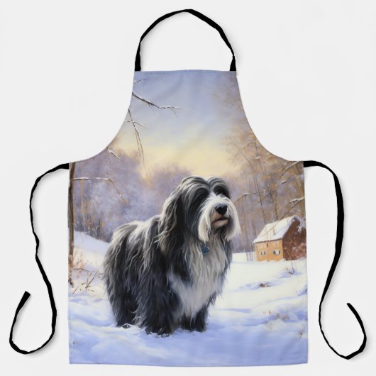 Bearded Collie Laat het sneeuwen Kerstmis Schort (Voorkant)
