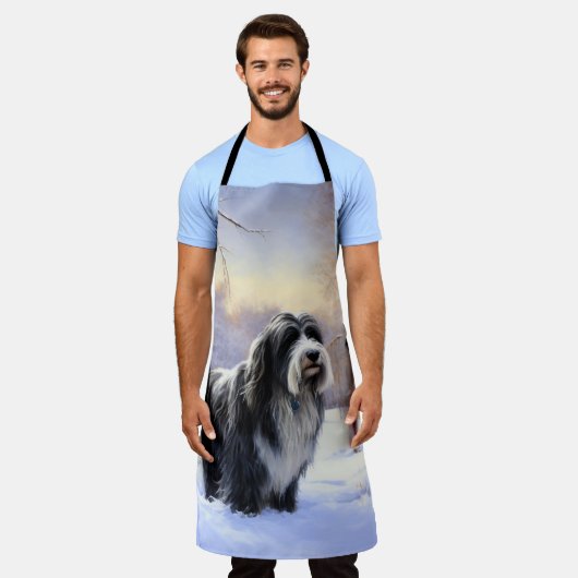 Bearded Collie Laat het sneeuwen Kerstmis Schort (Gedragen)