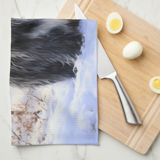 Bearded Collie Laat het sneeuwen Kerstmis Theedoek (Quarter Fold)