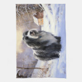 Bearded Collie Laat het sneeuwen Kerstmis Theedoek (Verticaal)