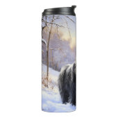 Bearded Collie Laat het sneeuwen Kerstmis Thermosbeker (Gedraaid links)