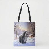Bearded Collie Laat het sneeuwen Kerstmis Tote Bag (Voorkant)